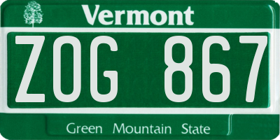 VT license plate ZOG867