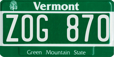 VT license plate ZOG870