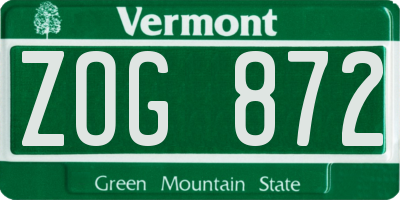 VT license plate ZOG872