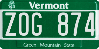 VT license plate ZOG874