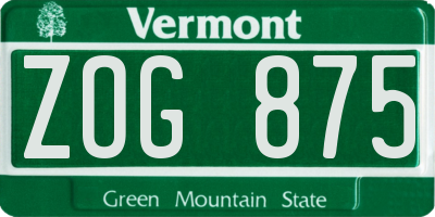 VT license plate ZOG875