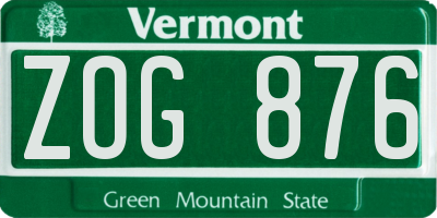 VT license plate ZOG876