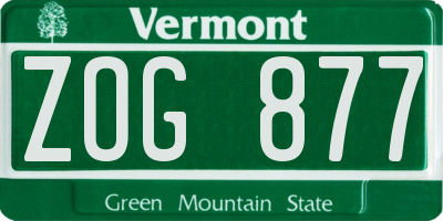 VT license plate ZOG877