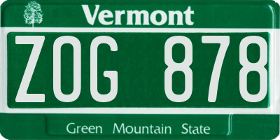 VT license plate ZOG878