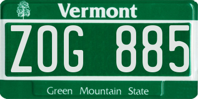 VT license plate ZOG885
