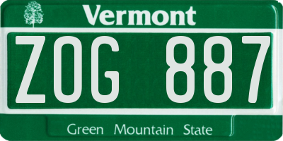VT license plate ZOG887