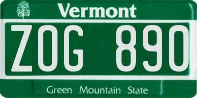 VT license plate ZOG890