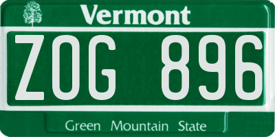 VT license plate ZOG896
