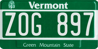 VT license plate ZOG897