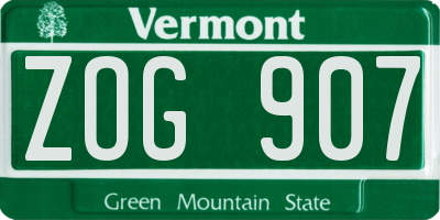 VT license plate ZOG907