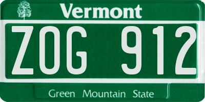 VT license plate ZOG912