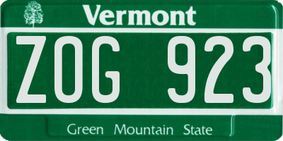 VT license plate ZOG923