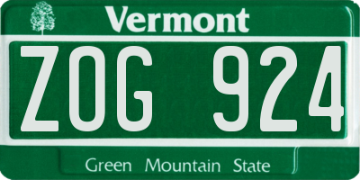 VT license plate ZOG924