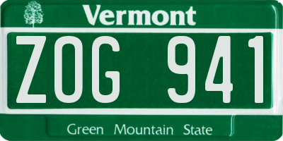 VT license plate ZOG941