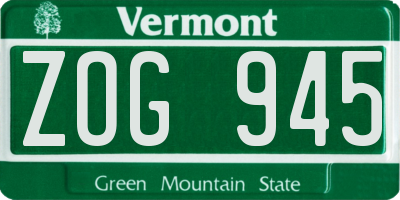 VT license plate ZOG945