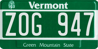 VT license plate ZOG947