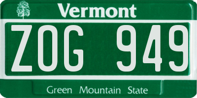 VT license plate ZOG949