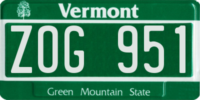 VT license plate ZOG951