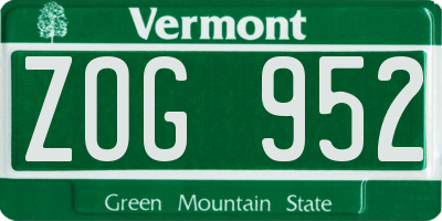 VT license plate ZOG952