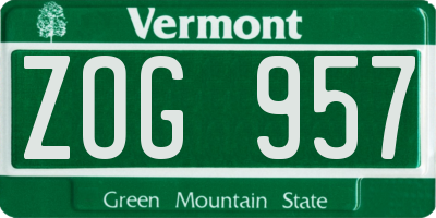 VT license plate ZOG957