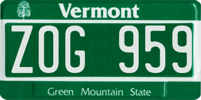 VT license plate ZOG959