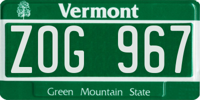 VT license plate ZOG967