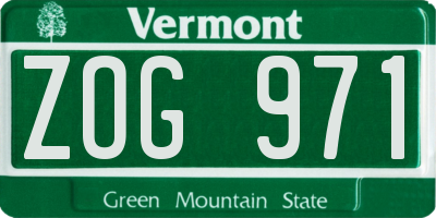 VT license plate ZOG971