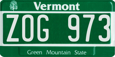 VT license plate ZOG973