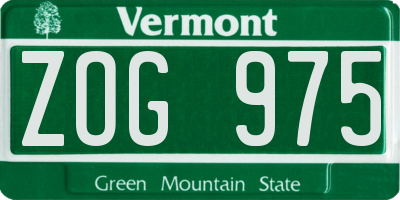 VT license plate ZOG975