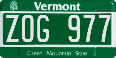 VT license plate ZOG977