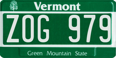 VT license plate ZOG979