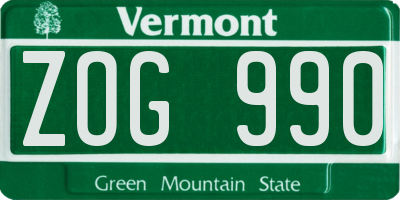 VT license plate ZOG990