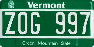 VT license plate ZOG997