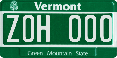 VT license plate ZOH000