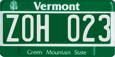 VT license plate ZOH023