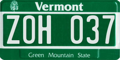 VT license plate ZOH037