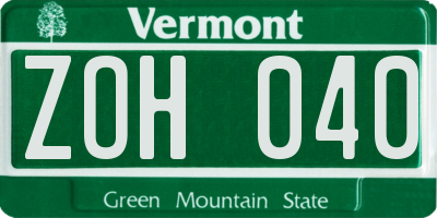 VT license plate ZOH040