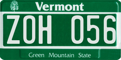 VT license plate ZOH056