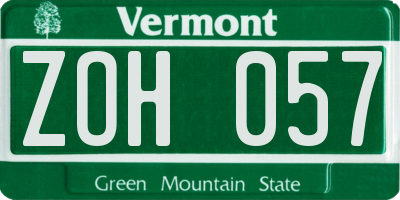 VT license plate ZOH057