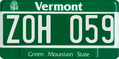 VT license plate ZOH059