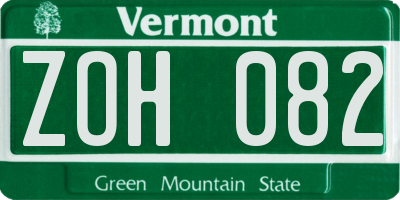 VT license plate ZOH082