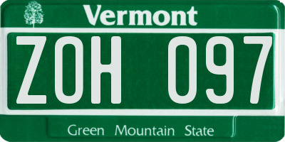 VT license plate ZOH097
