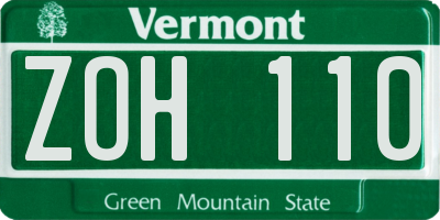 VT license plate ZOH110