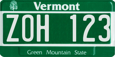VT license plate ZOH123