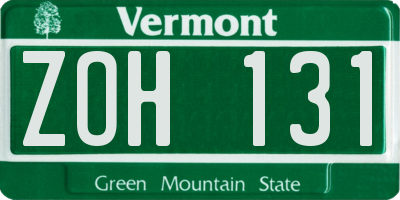 VT license plate ZOH131