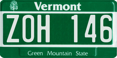 VT license plate ZOH146