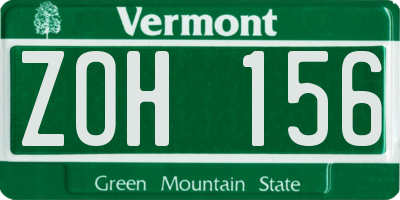 VT license plate ZOH156