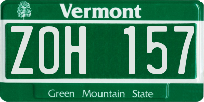 VT license plate ZOH157