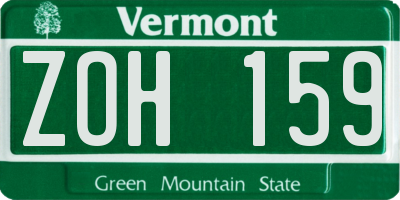 VT license plate ZOH159