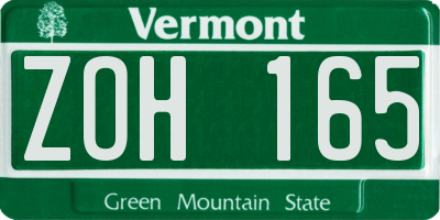 VT license plate ZOH165